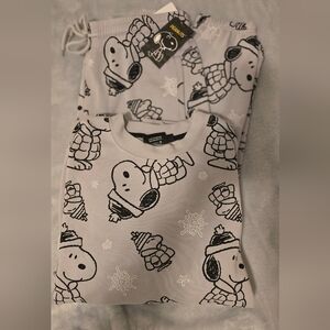 Peanuts Women's Sweatshirt And Sweatpants Set - Light Gray Snoopy Design